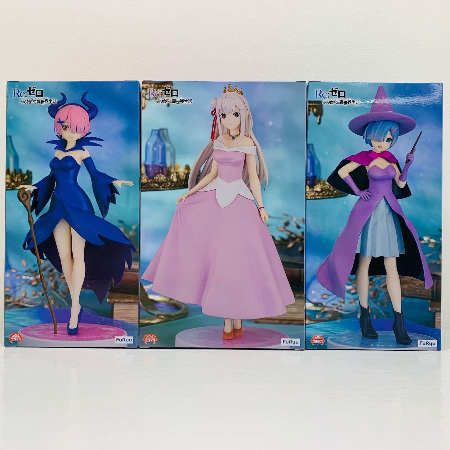 [Used] Rem & Ram & Emilia - Round One Exclusive Another Color Ver. Fairytale Series: Sleeping Beauty SSS Figure "Re:ZERO - Starting Life in Another World" [Figure]