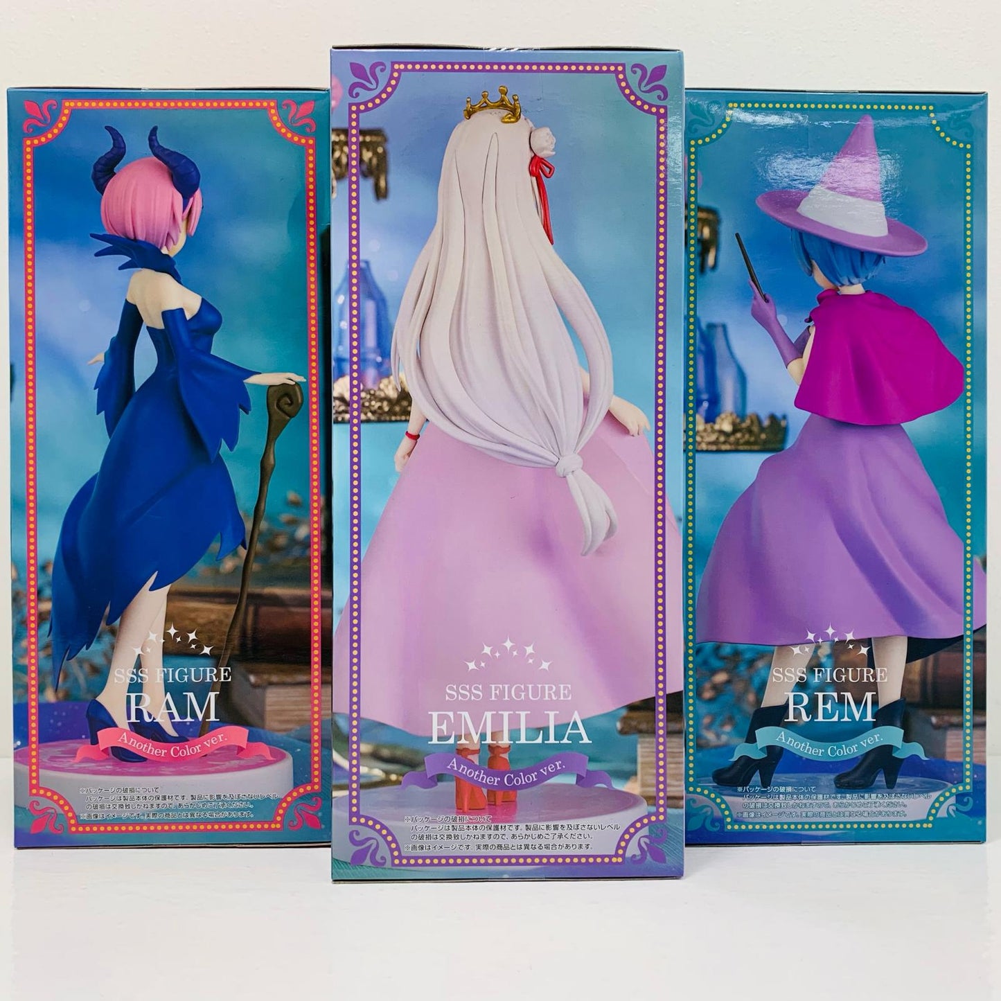 [Used] Rem & Ram & Emilia - Round One Exclusive Another Color Ver. Fairytale Series: Sleeping Beauty SSS Figure "Re:ZERO - Starting Life in Another World" [Figure]