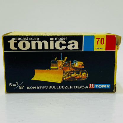 Used] 1/87 Komatsu Bulldozer D65A (Orange/Black Box/Made in Japan) "Tomica No. 70"