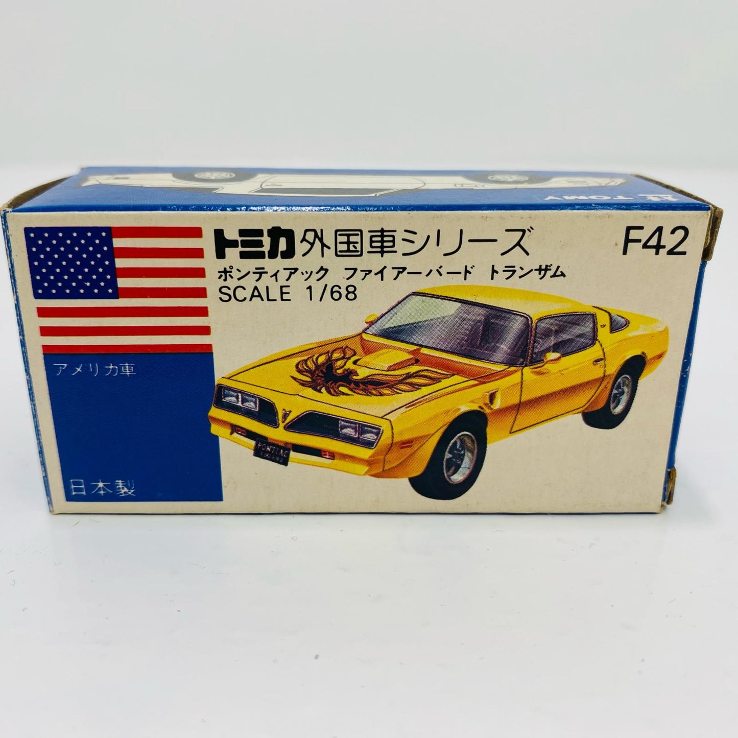 [Used] 1/68 Pontiac Firebird Trans Am (White / Blue Box / Made in Japan) "Tomica Foreign Car Series F13"