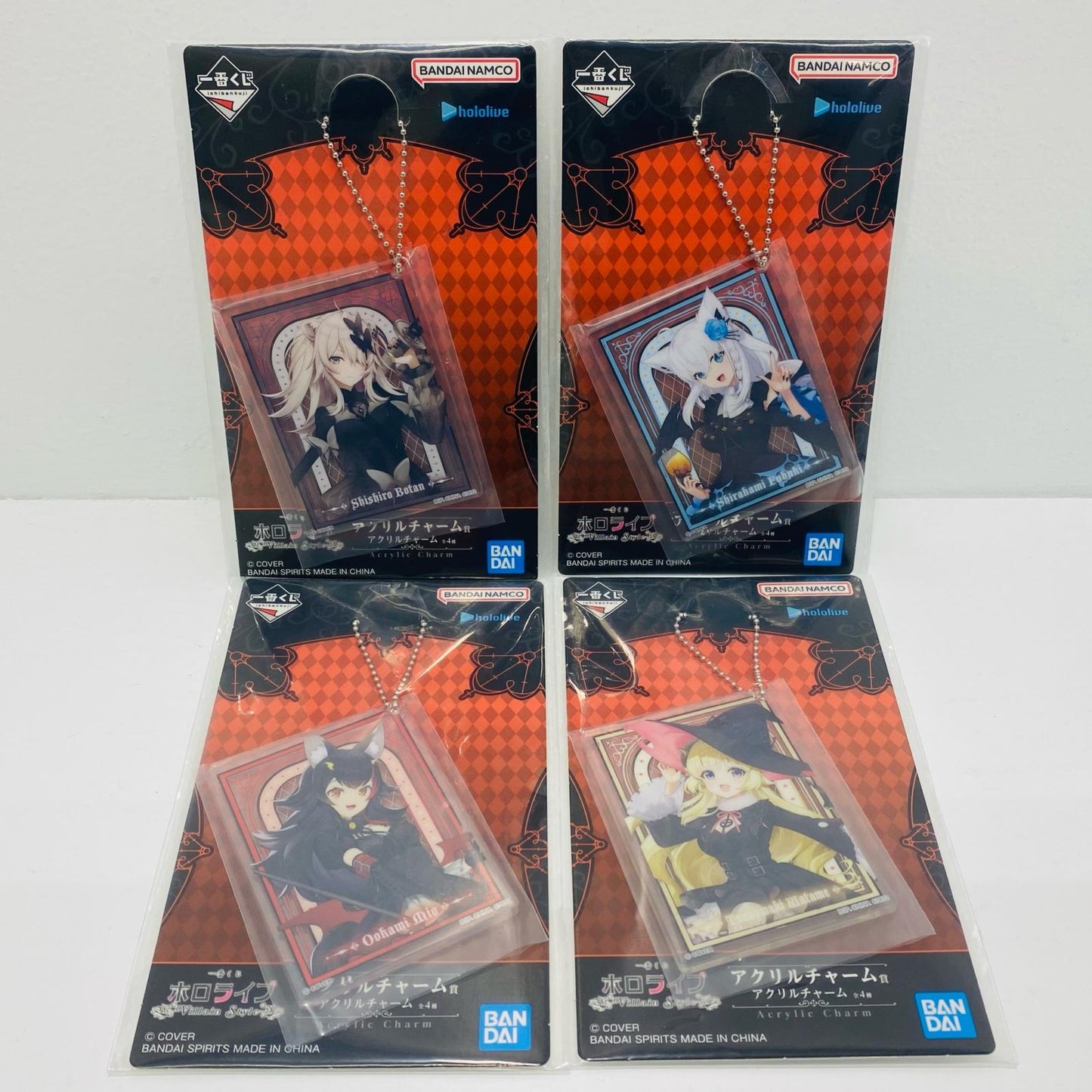 Acrylic Charm Prize, all 4 types, Acrylic Charms "Ichiban Kuji Hololive ~Villain Style~"