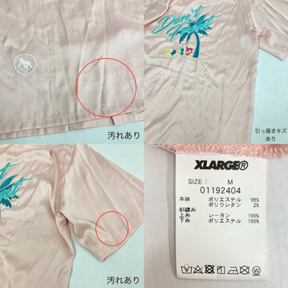 X-LARGE | エクストララージ S/S ACCIDENT SATIN SHIRT 半袖シャツ 01192404 ピンク サイズ：M【イオン広店】