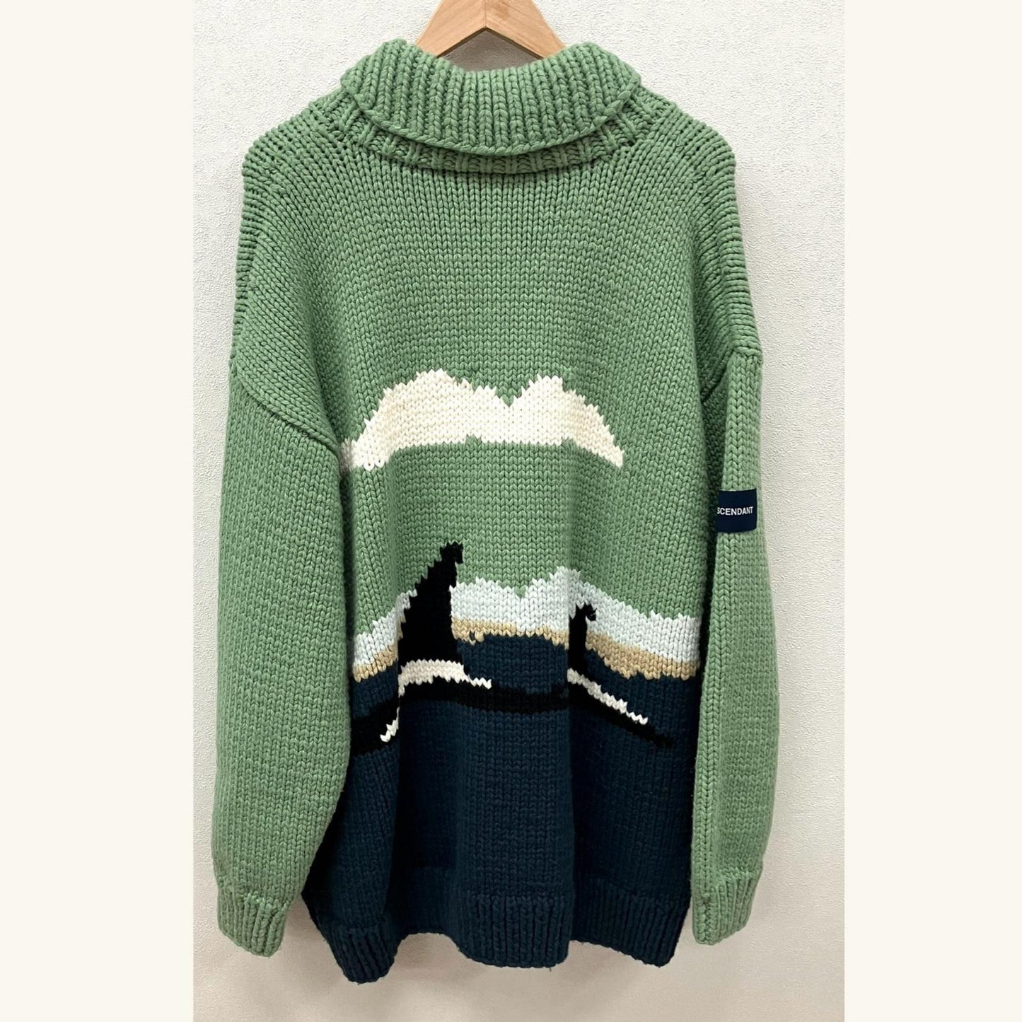 DESCENDANT | ディセンダント SUNKEN COWICHAN SWEATER セーター 232MADS-JKM01 ライトグリーン サイズ：4【イオン広店】