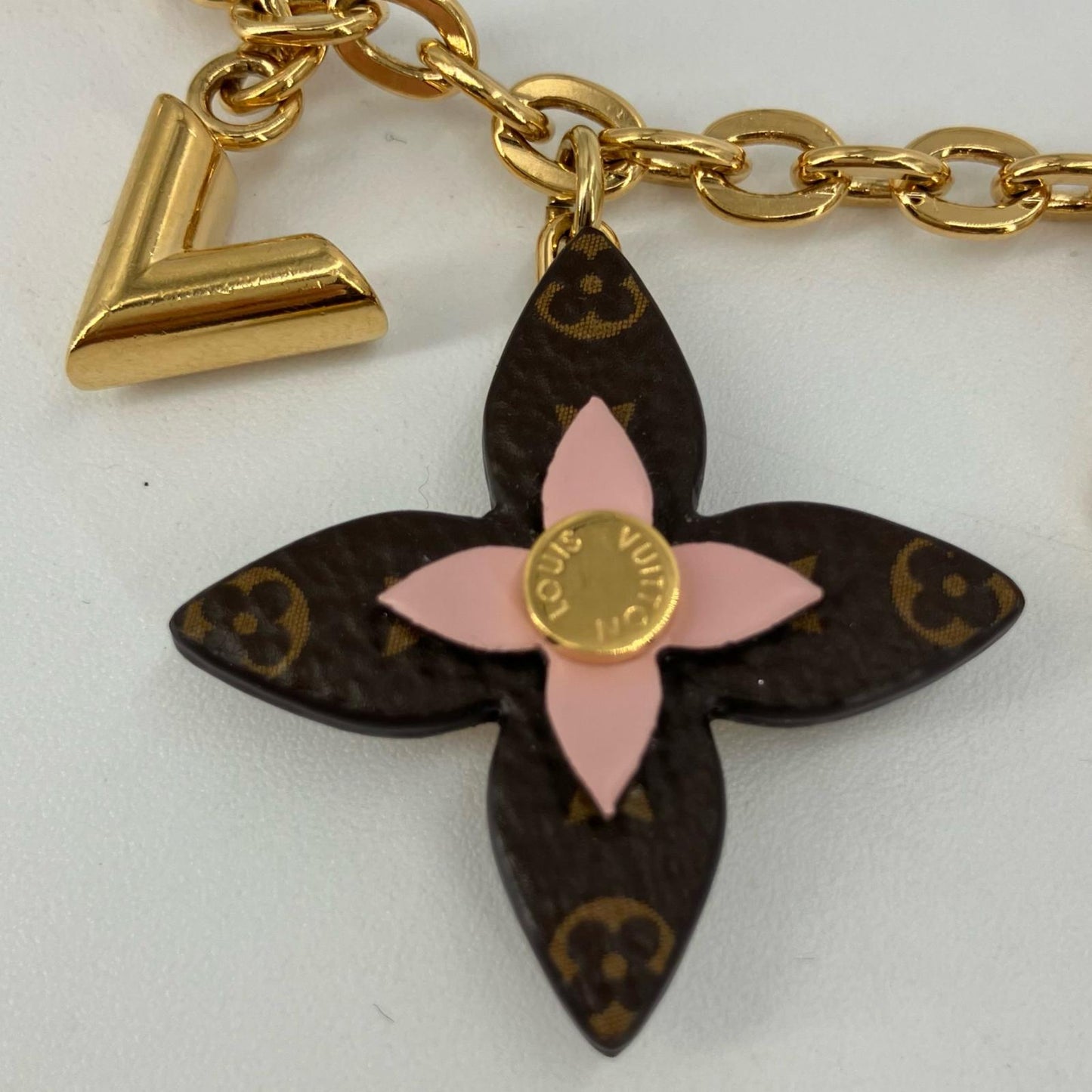 LOUIS VUITTON | ルイ・ヴィトン バッグチャーム チェーン・ブルーミング フラワー ストラップ M01414 ゴールド【イオン広店】