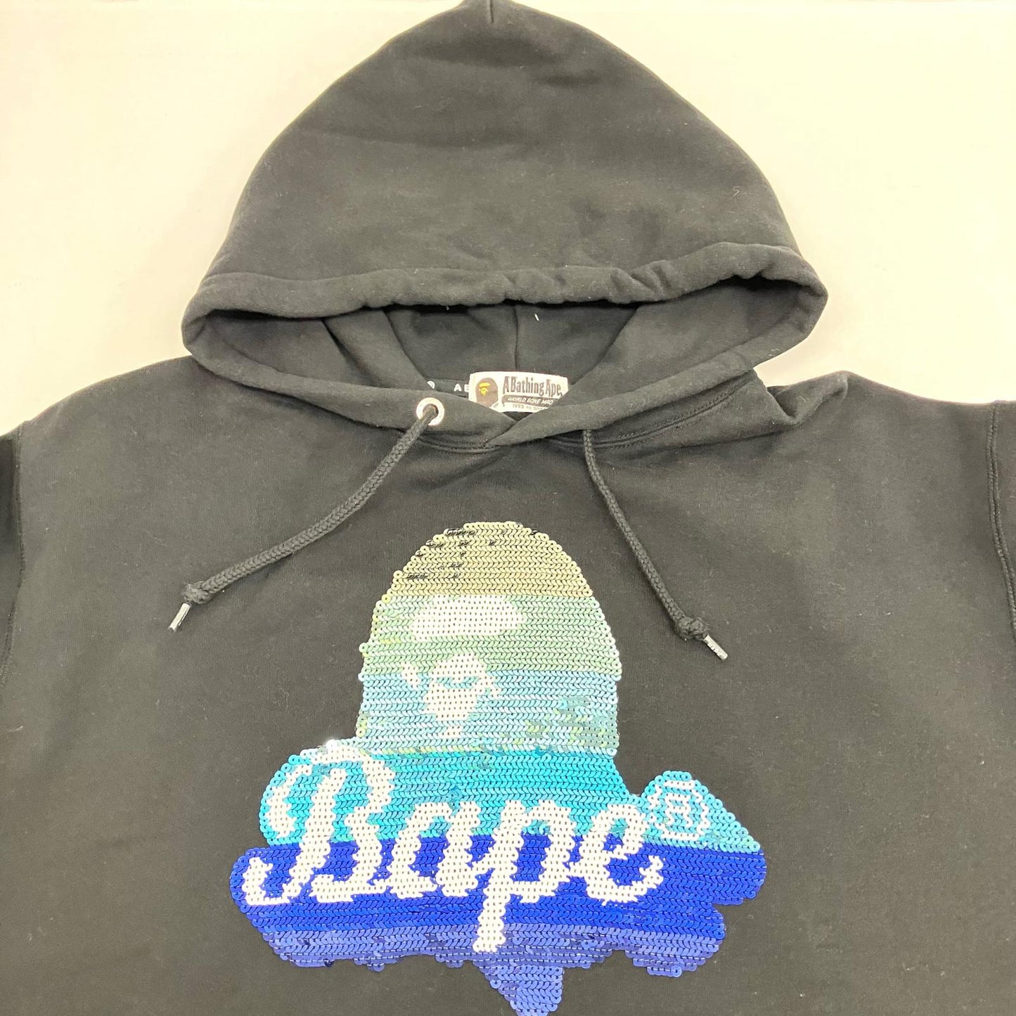 A BATHING APE | アベイシングエイプ SEQUIN APE HEAD HOODIE ワンピース 0010PG302509X ブラック サイズ：S【イオン広店】