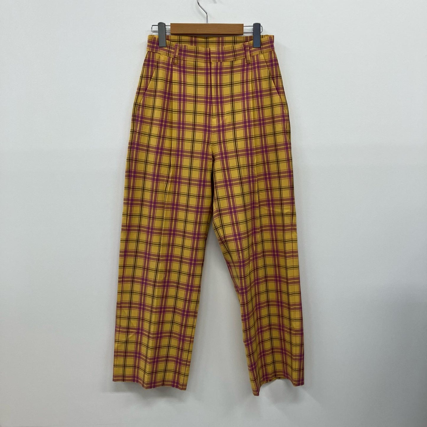 X-girl | エックスガール PLAID STRAIGHT LEG PANTS パンツ 105231031006 イエロー サイズ：M【イオン広店】