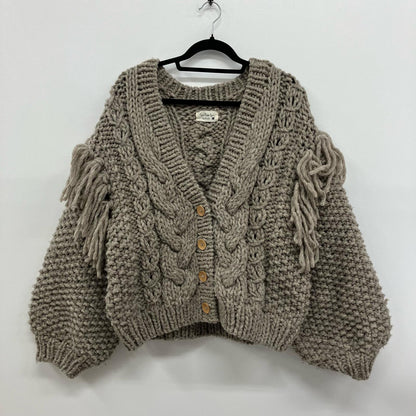 Hand made Wool フリンジVネックカーデ カーディガン 003080012 ブラウン【イオン広店】