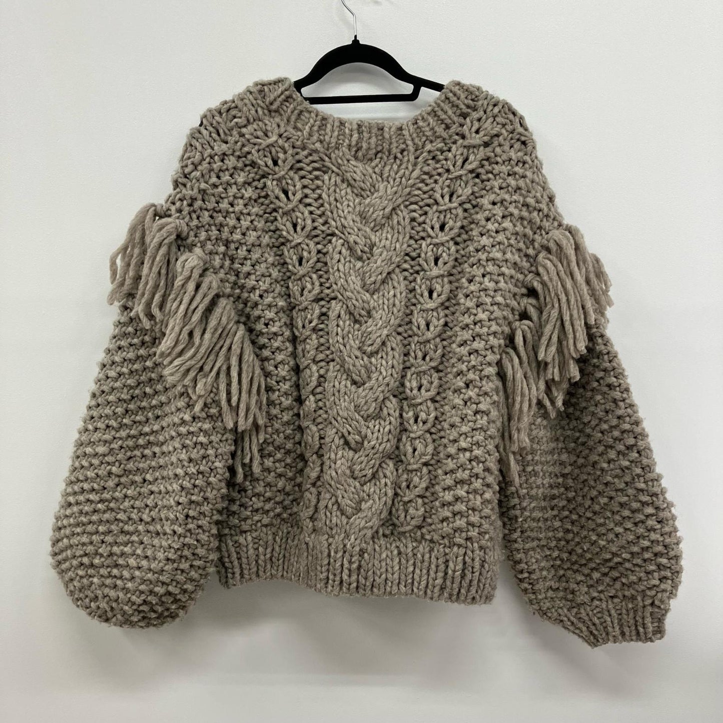 Hand made Wool フリンジVネックカーデ カーディガン 003080012 ブラウン【イオン広店】