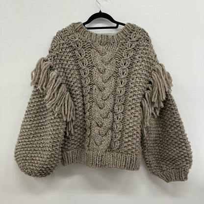 Hand made Wool フリンジVネックカーデ カーディガン 003080012 ブラウン【イオン広店】