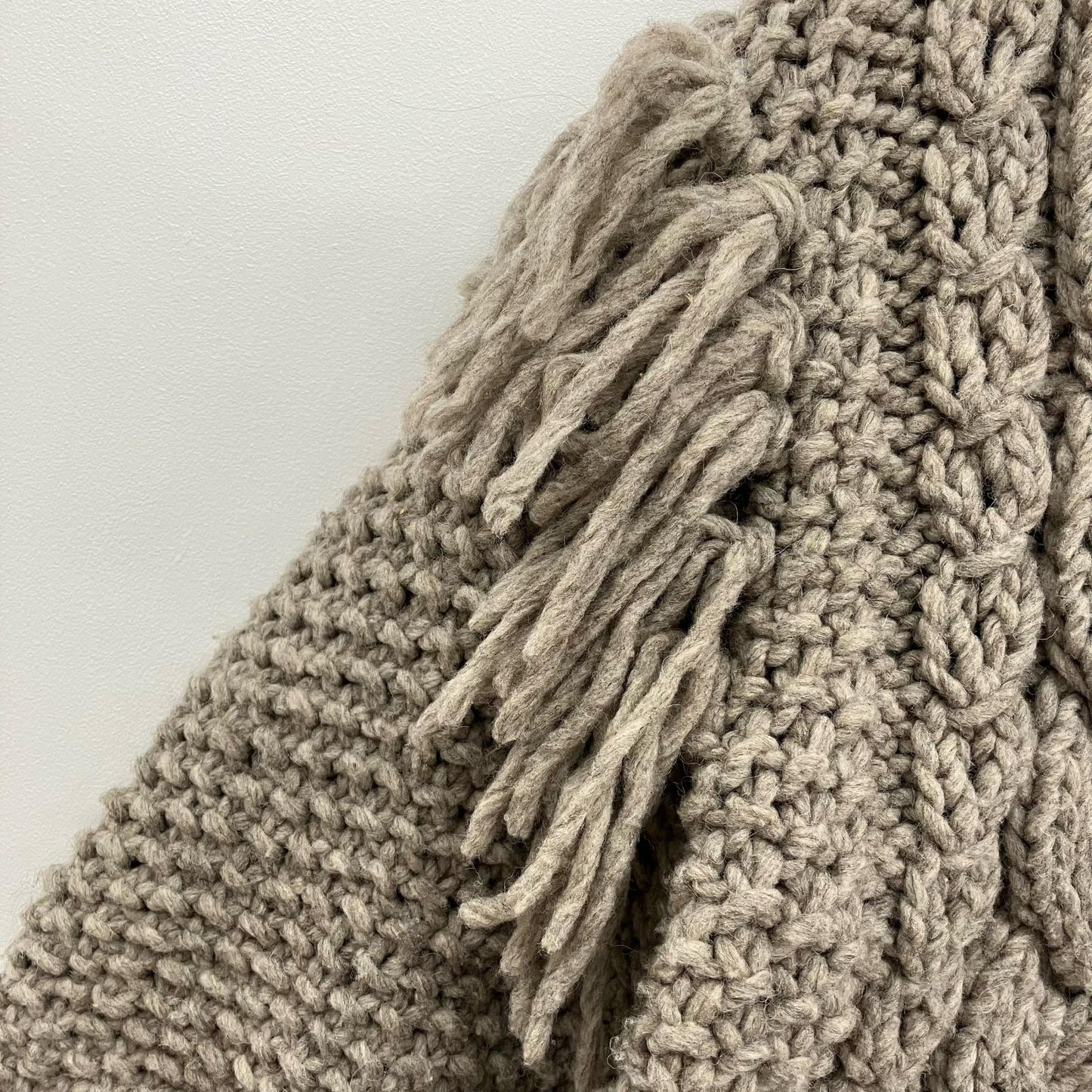 Hand made Wool フリンジVネックカーデ カーディガン 003080012 ブラウン【イオン広店】
