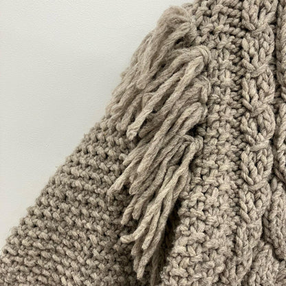 Hand made Wool フリンジVネックカーデ カーディガン 003080012 ブラウン【イオン広店】