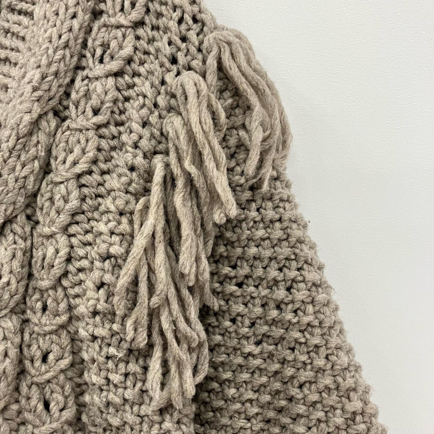 Hand made Wool フリンジVネックカーデ カーディガン 003080012 ブラウン【イオン広店】