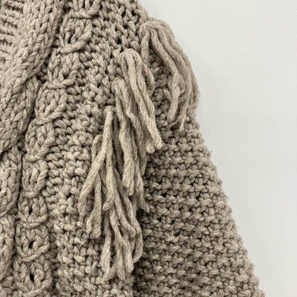 Hand made Wool フリンジVネックカーデ カーディガン 003080012 ブラウン【イオン広店】