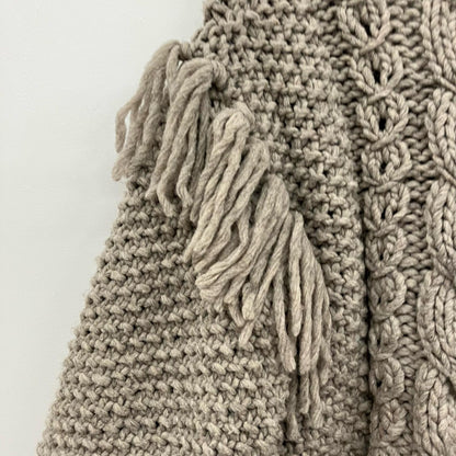 Hand made Wool フリンジVネックカーデ カーディガン 003080012 ブラウン【イオン広店】