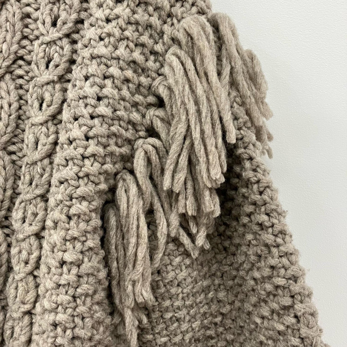 Hand made Wool フリンジVネックカーデ カーディガン 003080012 ブラウン【イオン広店】