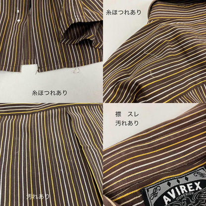 AVIREX | アヴィレックス ストライプ 長袖シャツ ブラウン サイズ：XL【イオン広店】