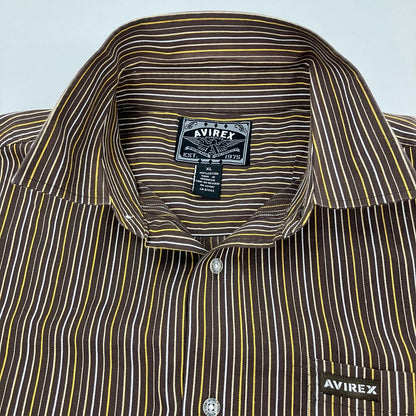 AVIREX | アヴィレックス ストライプ 長袖シャツ ブラウン サイズ：XL【イオン広店】