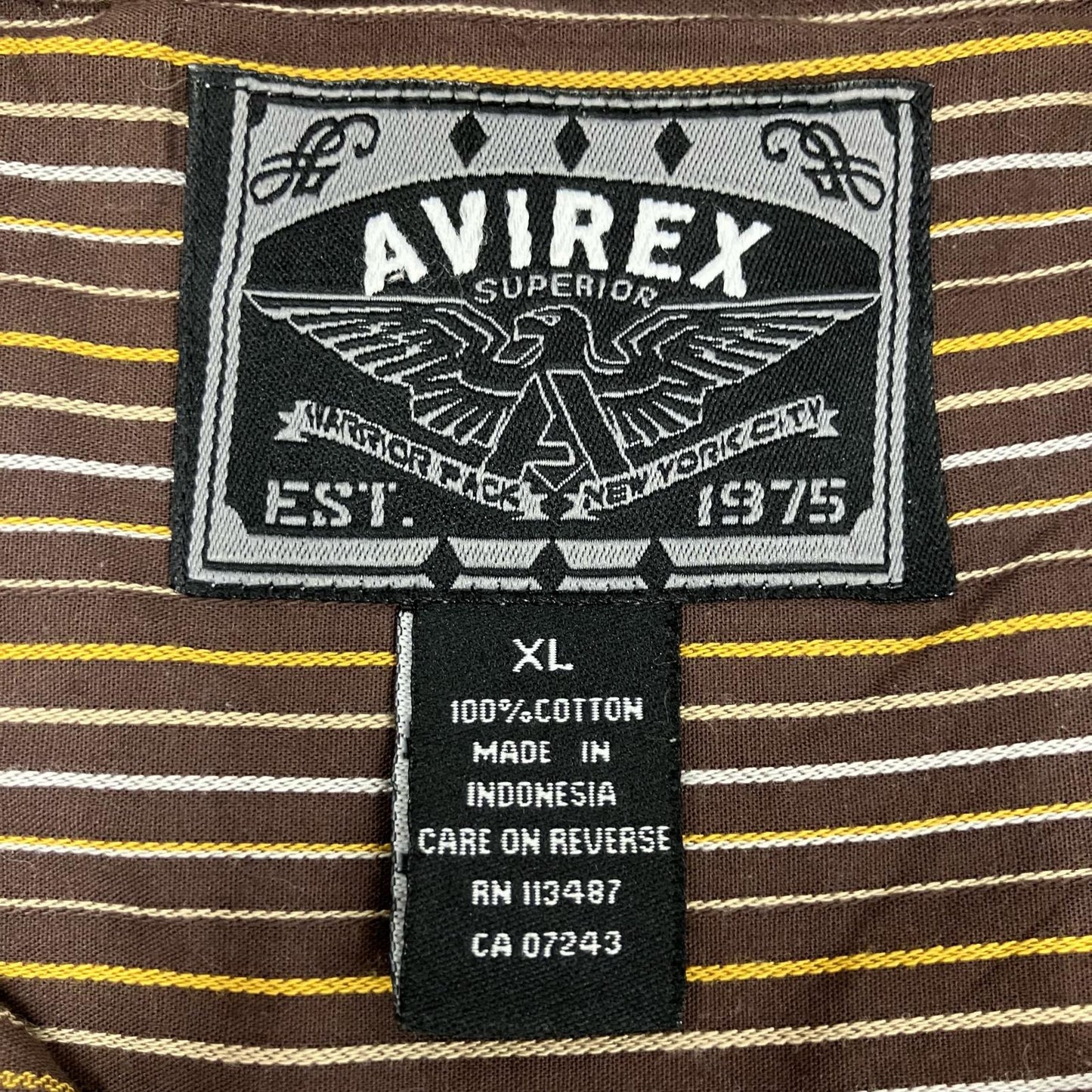 AVIREX | アヴィレックス ストライプ 長袖シャツ ブラウン サイズ：XL【イオン広店】