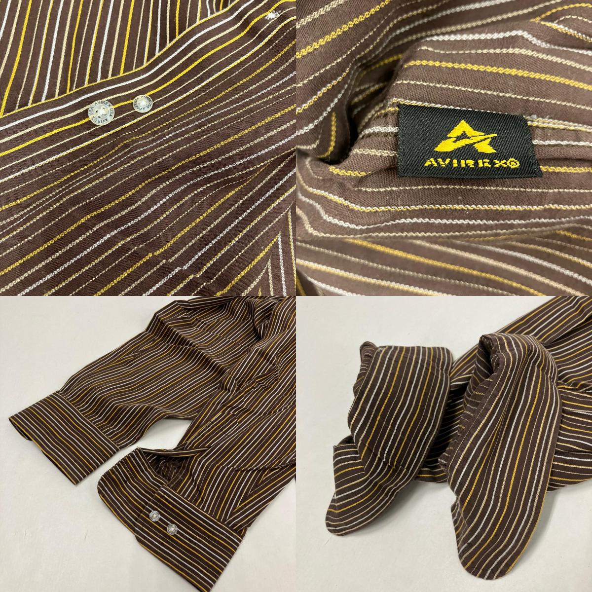AVIREX | アヴィレックス ストライプ 長袖シャツ ブラウン サイズ：XL【イオン広店】