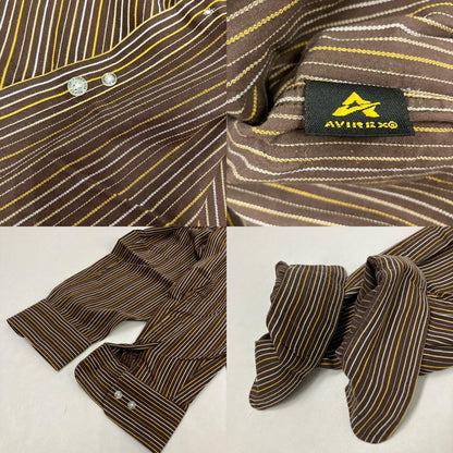 AVIREX | アヴィレックス ストライプ 長袖シャツ ブラウン サイズ：XL【イオン広店】