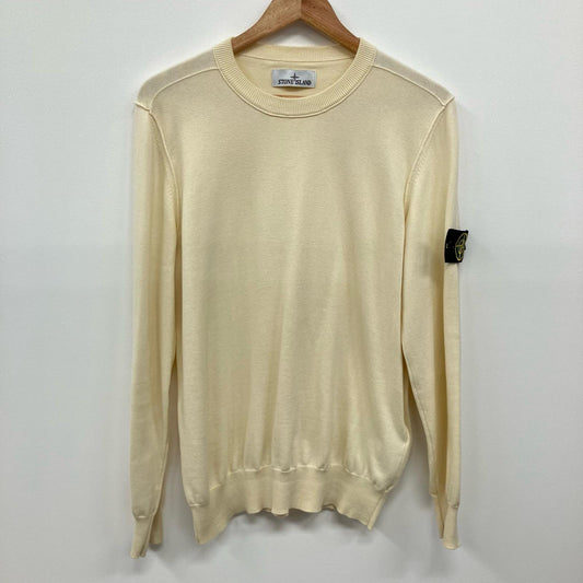 STONE ISLAND | ストーンアイランド RIBBED SOFT ORGANIC COTTON CREWNECK セーター アイボリー サイズ：L【イオン広店】