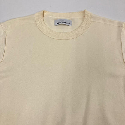 STONE ISLAND | ストーンアイランド RIBBED SOFT ORGANIC COTTON CREWNECK セーター アイボリー サイズ：L【イオン広店】