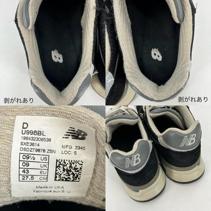 NEW BALANCE | ニューバランス U998BL スニーカー ブラック 27.5cm【イオン広店】