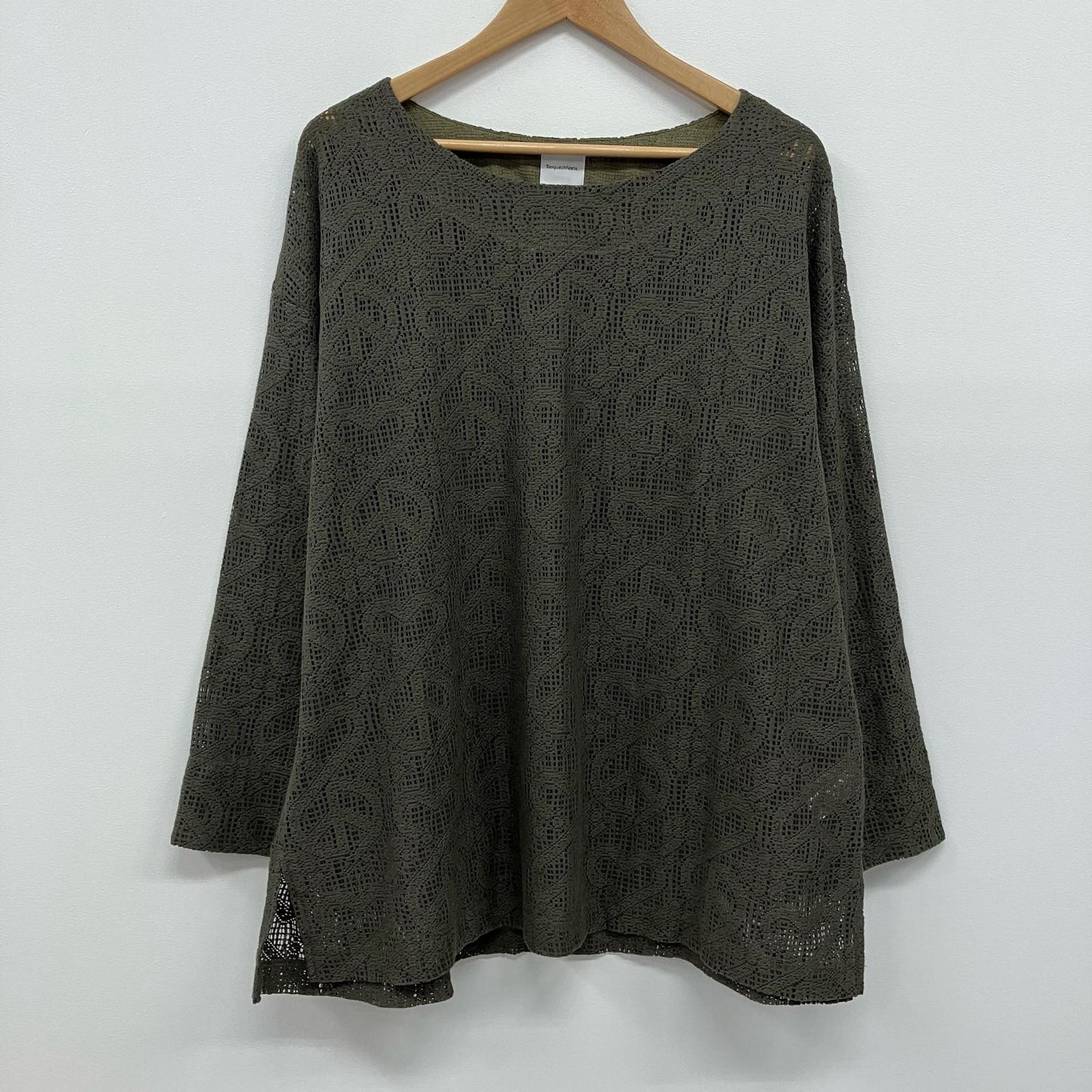 SASQUATCH fabrix | サスクワッチファブリックス LOVE & PEACE LACE SMOCK カットソー 24SS-CSL-004 カーキ サイズ：XL【イオン広店】