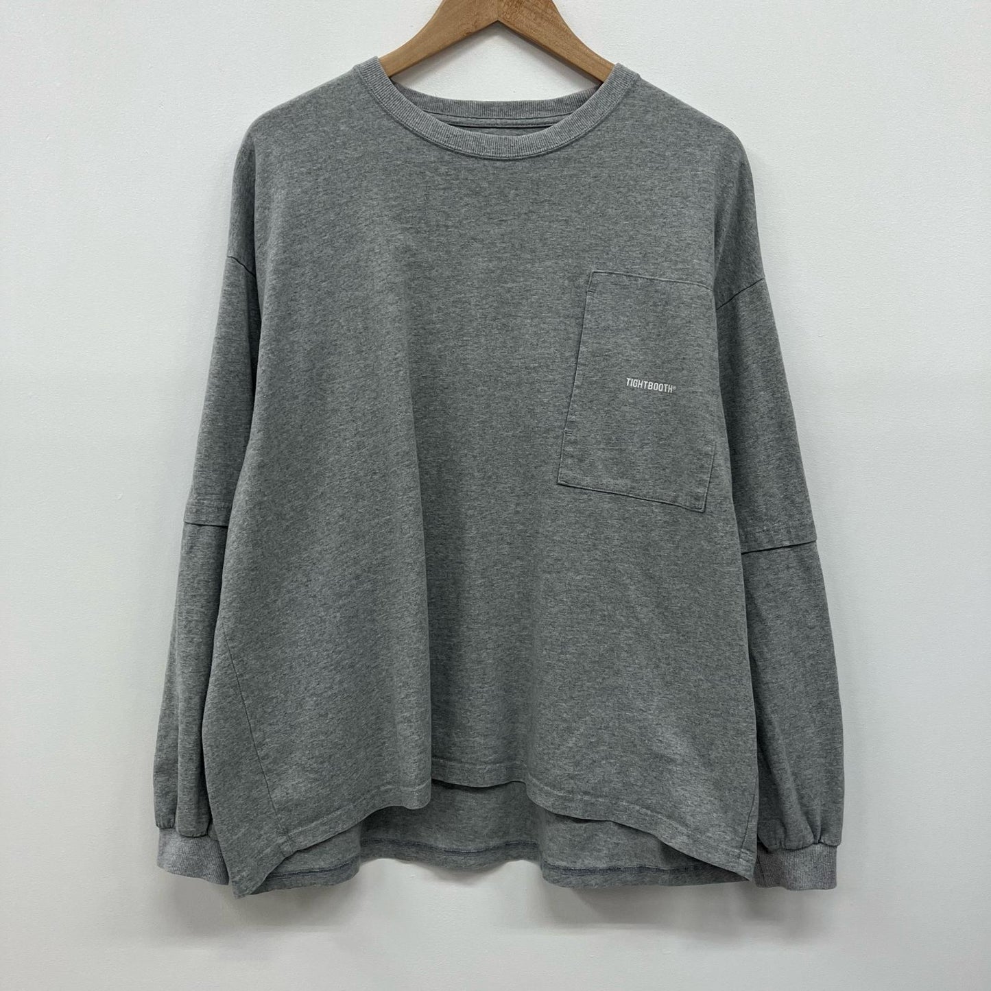 TIGHTBOOTH PRODUCTION | タイトブースプロダクション layered L/S tee 長袖Ｔシャツ グレー サイズ：L【イオン広店】
