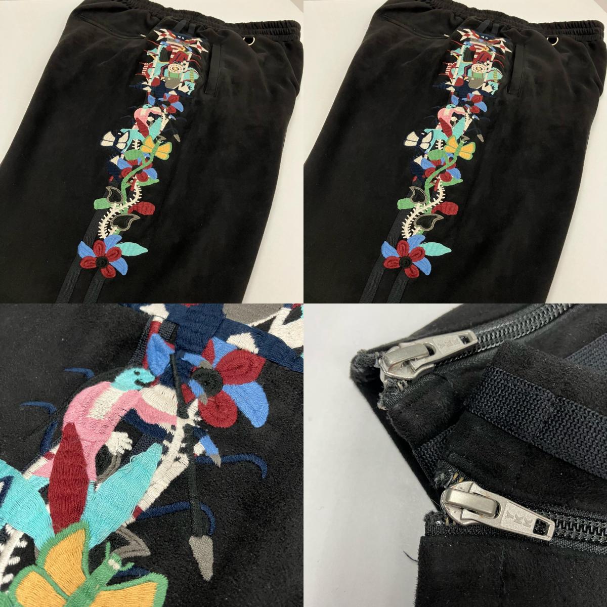 doublet | ダブレット CHAOS EMBROIDERY SUEDE TRACK PANTS パンツ 20AW20PT135 ブラック サイズ：XL【イオン広店】