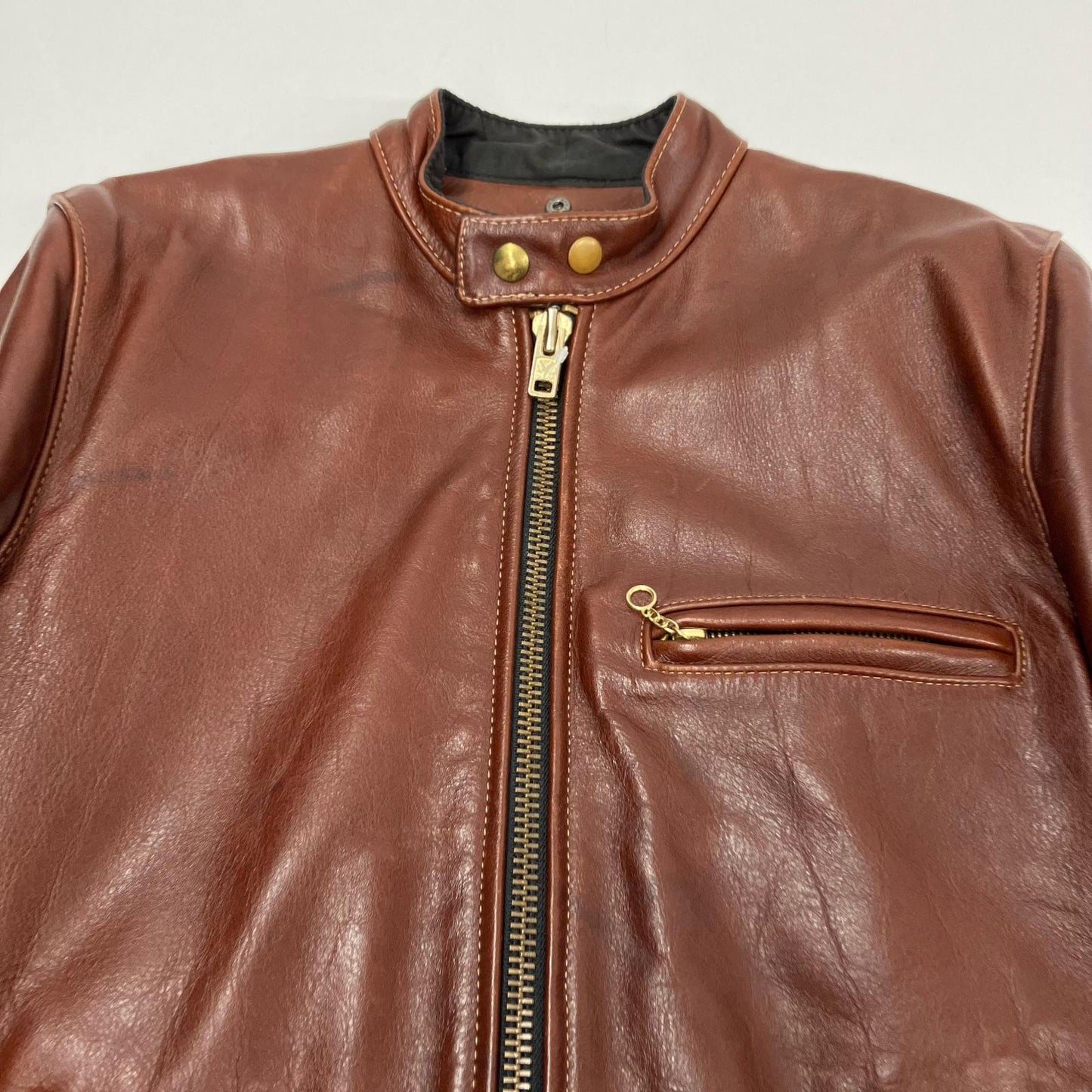 VANSON | バンソン MODEL B シングルライダース ライダースジャケット ブラウン サイズ：38【イオン広店】