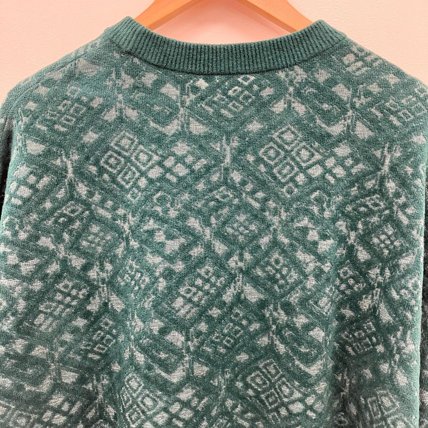 Jacquard Crewneck Knit ニット M221-0502 グリーン【イオン広店】