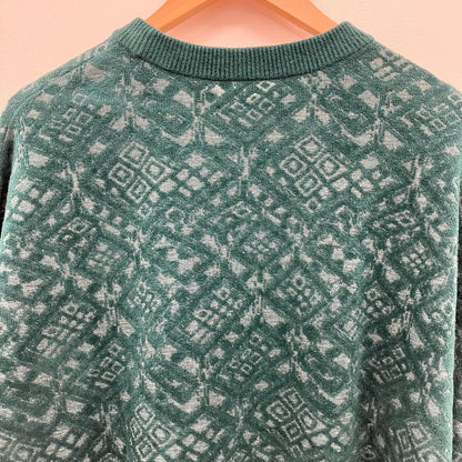 Jacquard Crewneck Knit ニット M221-0502 グリーン【イオン広店】