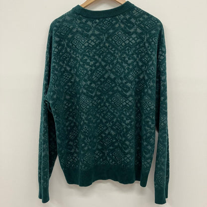 Jacquard Crewneck Knit ニット M221-0502 グリーン【イオン広店】