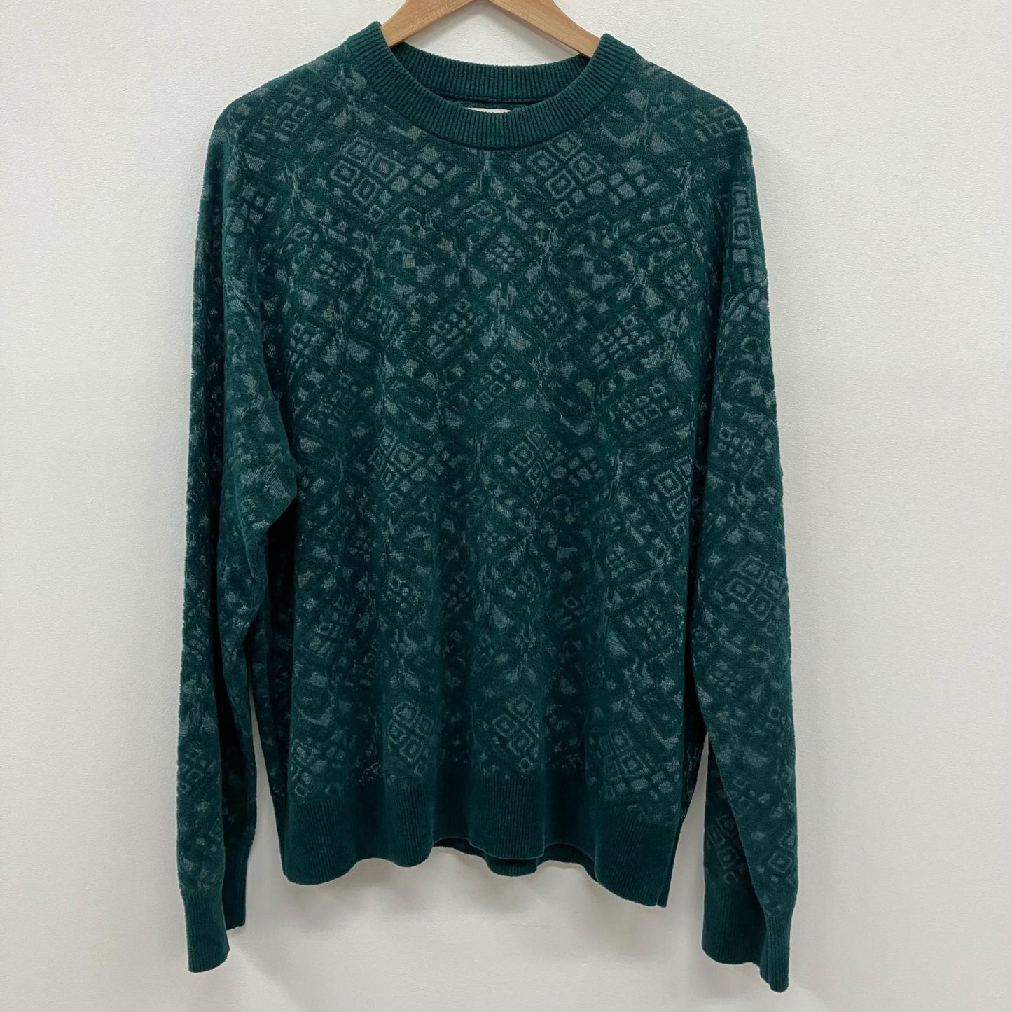 Jacquard Crewneck Knit ニット M221-0502 グリーン【イオン広店】