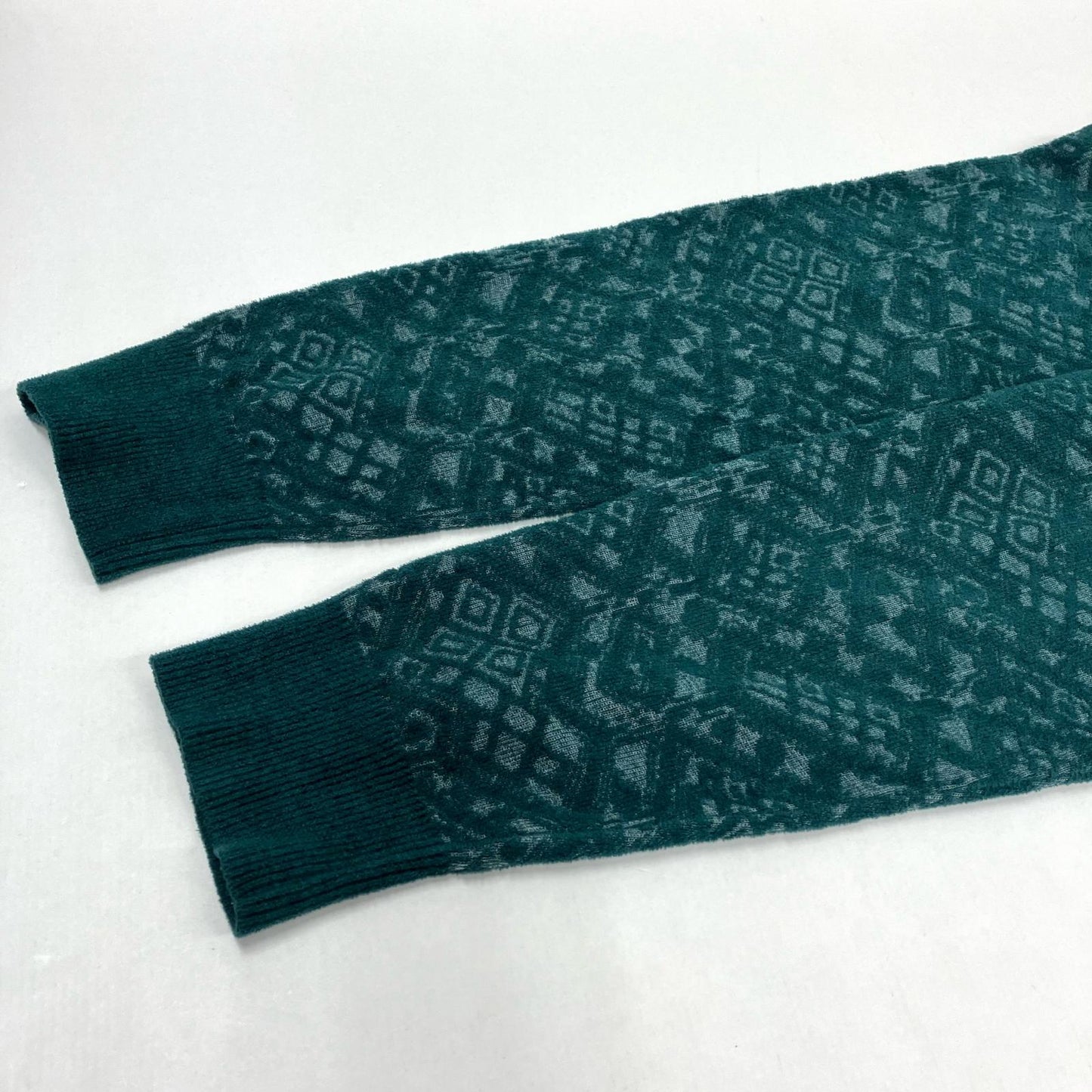 Jacquard Crewneck Knit ニット M221-0502 グリーン【イオン広店】