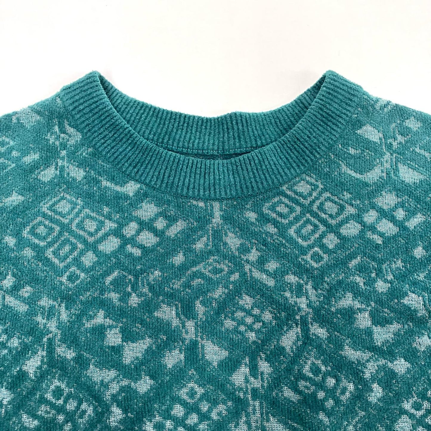 Jacquard Crewneck Knit ニット M221-0502 グリーン【イオン広店】