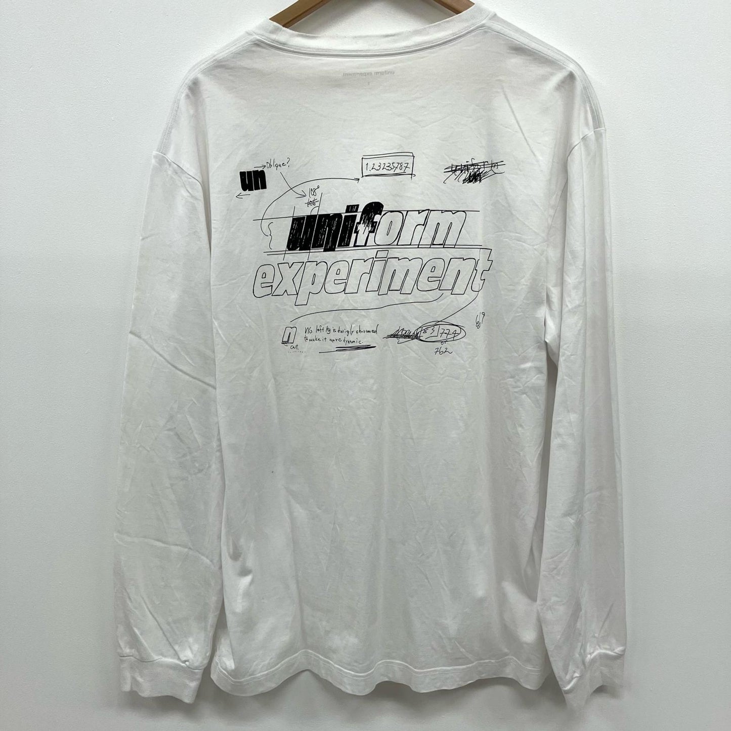 uniform experiment | ユニフォームエクスペリメント IN-PROCESS PRINT L/S TEE 長袖Ｔシャツ UE-252022 ホワイト サイズ：2【イオン広店】