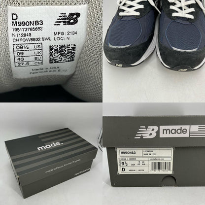 NEW BALANCE | ニューバランス 990V3 スニーカー M9960NB3 ダークネイビー 27.5cm【イオン広店】