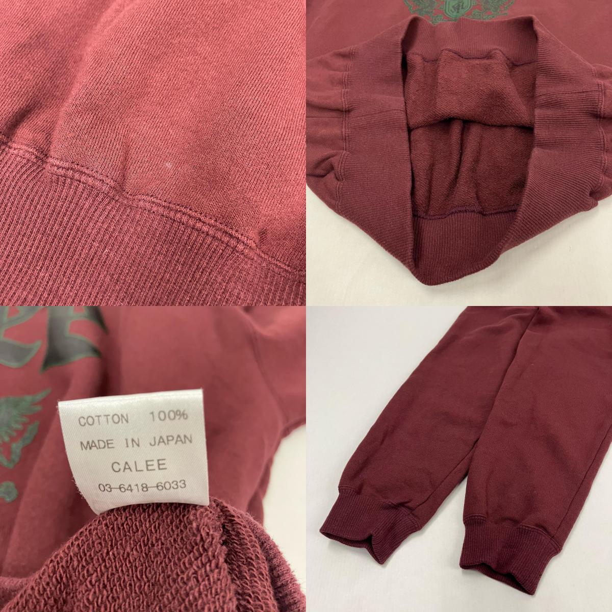 CALEE | キャリー EMBLEM LOGO CRE NECK SW スウェット CL-25AW014 ボルドー/バーガンディー サイズ：M【イオン広店】