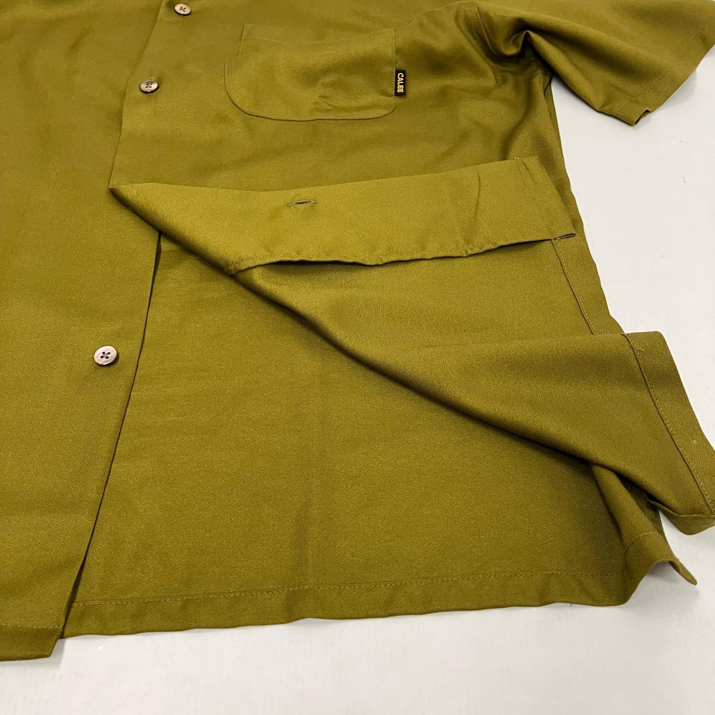 CALEE | キャリー THUNDER CRAFT OPEN COLLAR SH 半袖シャツ CL-25EA004EX カーキ サイズ：M【イオン広店】