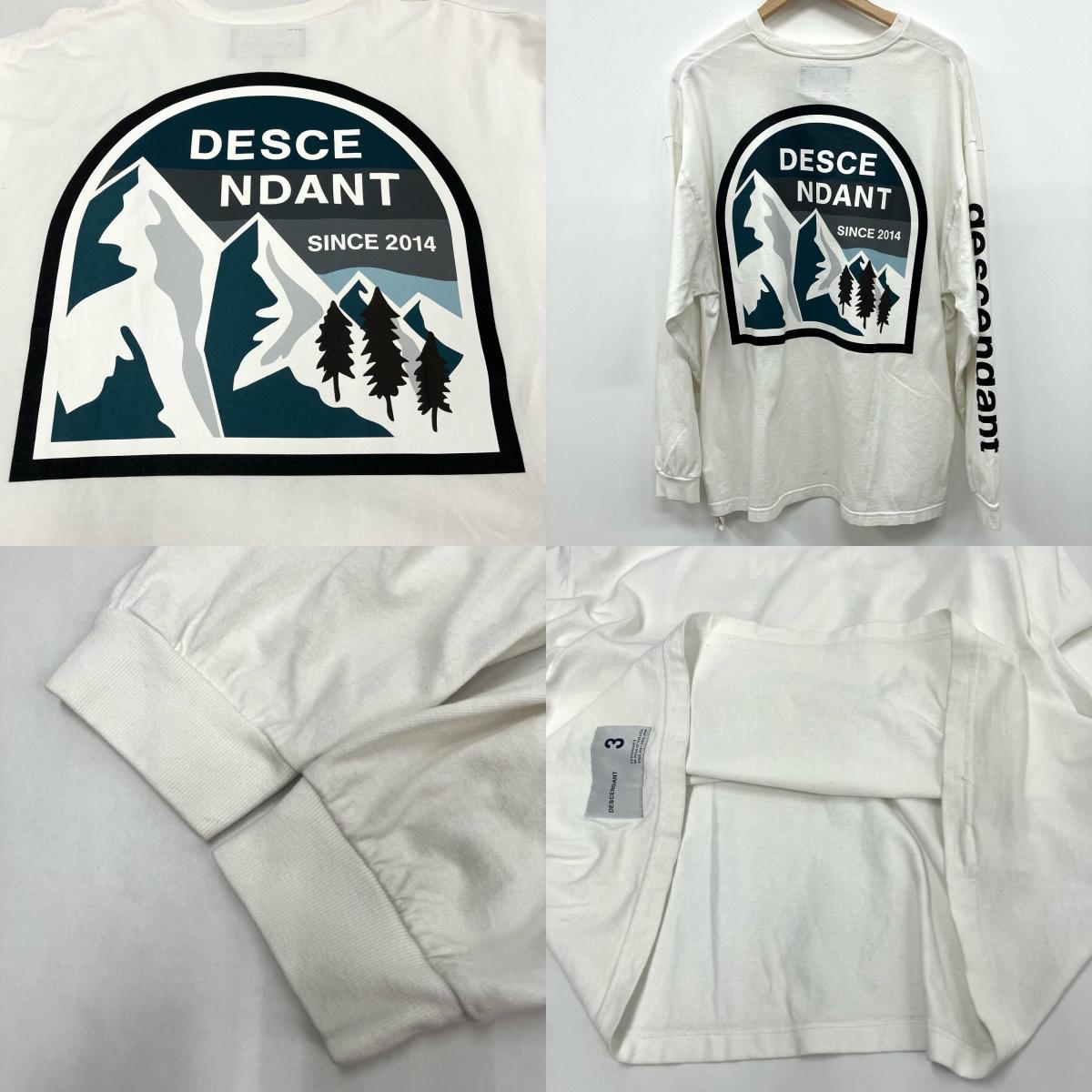 DESCENDANT | ディセンダント MAUNTAIN RANGE L/S 長袖Ｔシャツ ホワイト サイズ：3【イオン広店】