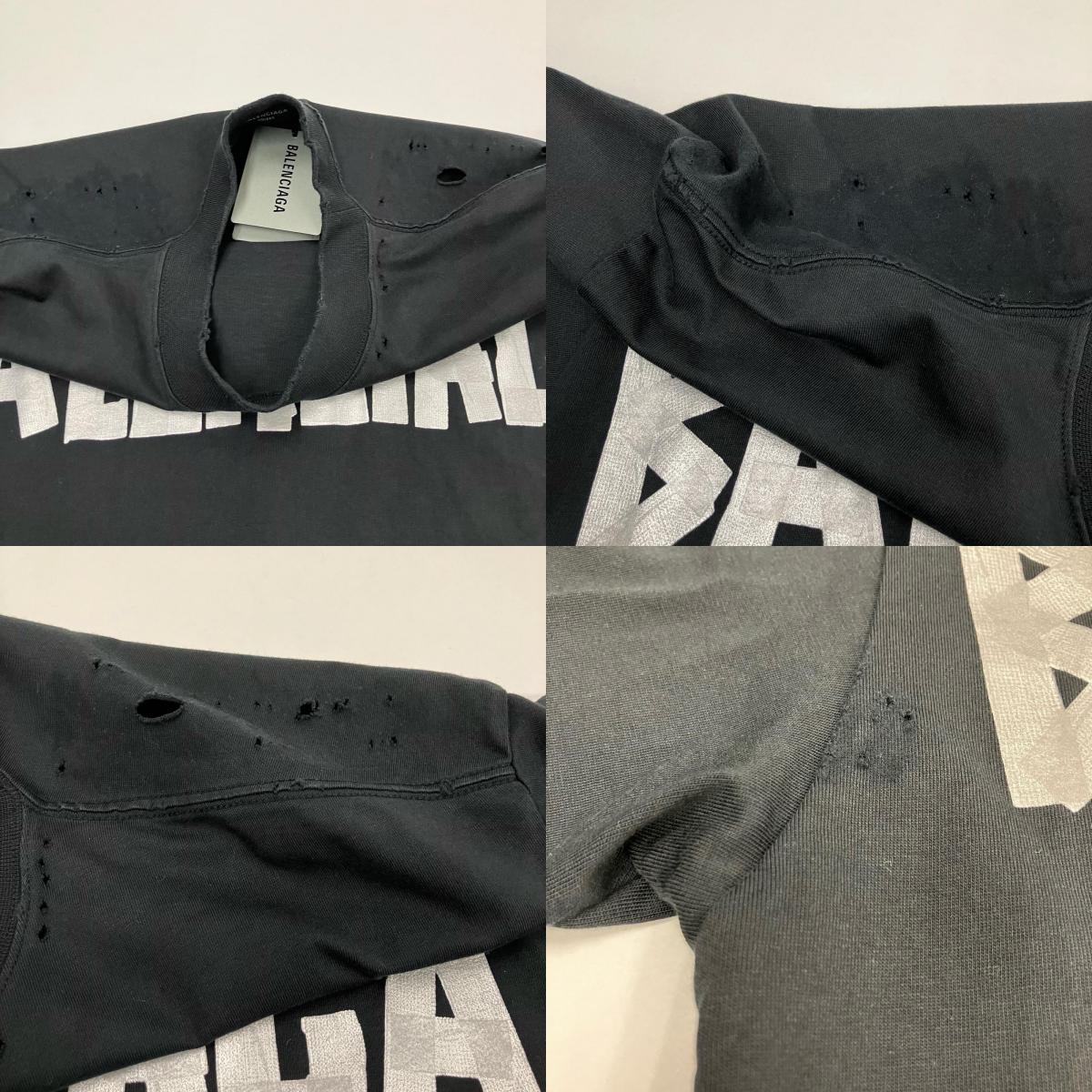 BALENCIAGA | バレンシアガ テープロゴ オーバーサイズ Tシャツ 半袖Ｔシャツ ブラック サイズ：S【イオン広店】