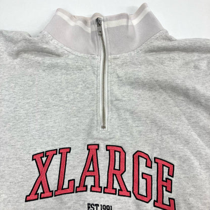 X-LARGE | エクストララージ STRIPED RIB HALF ZIP SWEAT スウェット 101241012008 グレー サイズ：XL【イオン広店】