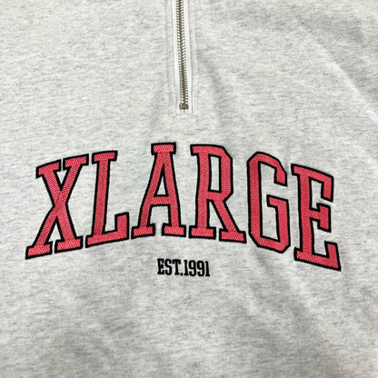 X-LARGE | エクストララージ STRIPED RIB HALF ZIP SWEAT スウェット 101241012008 グレー サイズ：XL【イオン広店】