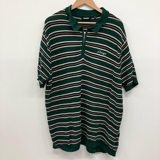 X-LARGE | エクストララージ STRIPED MESH KNIT POLO SHIRT ポロシャツ 101242013008 サイズ：XL【イオン広店】