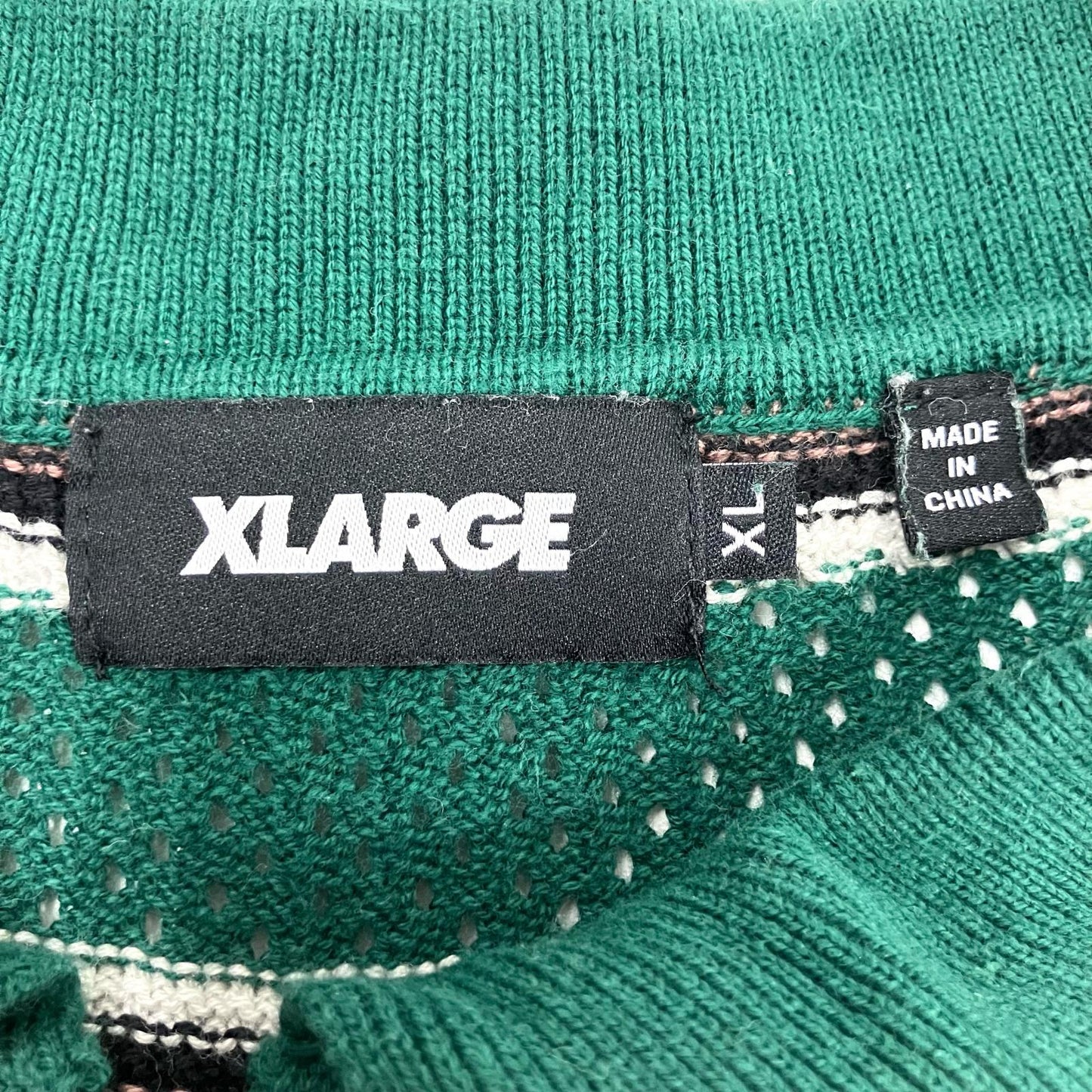 X-LARGE | エクストララージ STRIPED MESH KNIT POLO SHIRT ポロシャツ 101242013008 サイズ：XL【イオン広店】