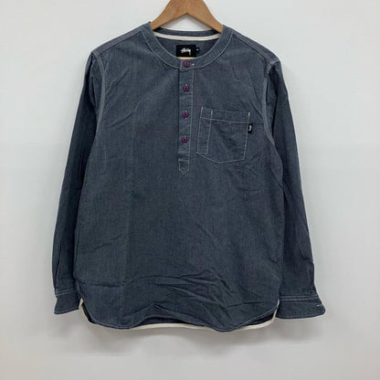 STUSSY | ステューシー ヘンリーネックシャンブレーシャツ 長袖シャツ グレー サイズ：M【イオン広店】