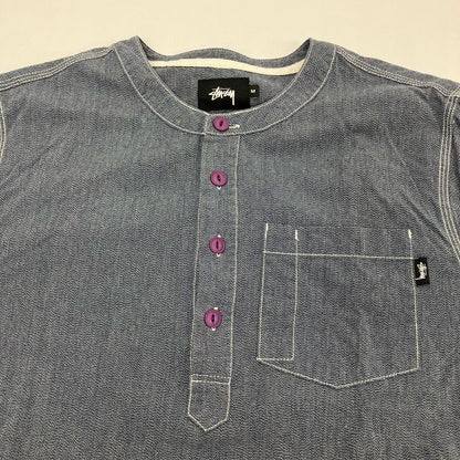 STUSSY | ステューシー ヘンリーネックシャンブレーシャツ 長袖シャツ グレー サイズ：M【イオン広店】