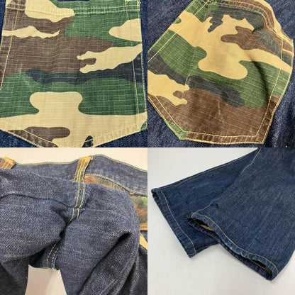 Joism カモ柄コンビ デニムパンツ インディゴ サイズ：XL【イオン広店】